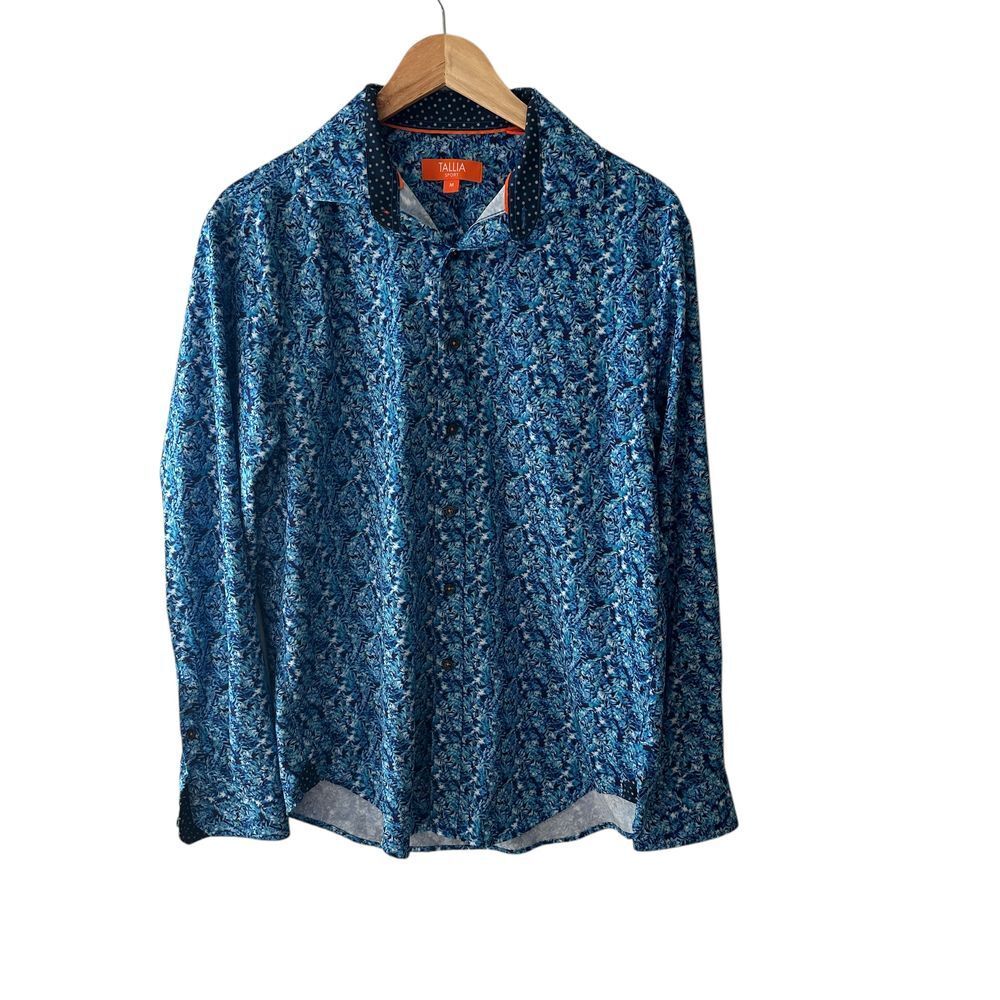 Tallia‎ Sport Shirt Blue Printed Button Down Medium Collared Men's NWOT